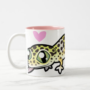 Caneca De Café Em Dois Tons Amor do geco do leopardo