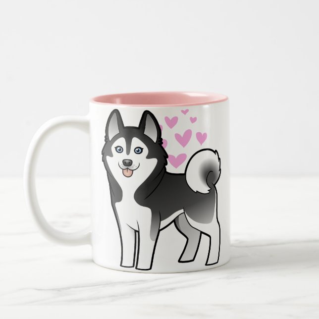 Caneca De Café Em Dois Tons Amor do rouco Siberian/Malamute do Alasca (Esquerda)