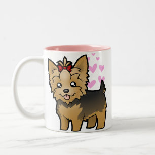 Caneca De Café Em Dois Tons Amor do yorkshire terrier (cabelo curto com arco)