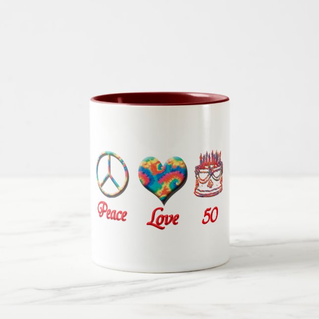 Caneca De Café Em Dois Tons Amor e 50 da paz (Centro)