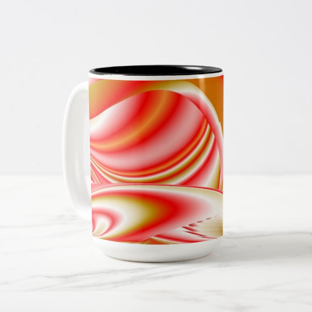 Caneca De Café Em Dois Tons Amor e Abstrato 3D Rainbowart Dourado (Frente Esquerda)