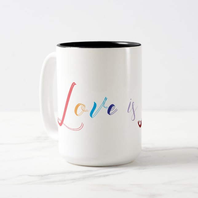Caneca De Café Em Dois Tons Amor é Amor (Frente Esquerda)