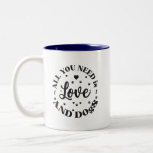 Caneca De Café Em Dois Tons "Amor e Cachorros"