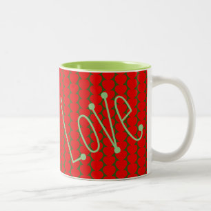 Caneca De Café Em Dois Tons Amor e coração vermelho