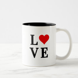 Caneca De Café Em Dois Tons AMOR e Elegante Minimalista do Coração