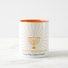 Caneca De Café Em Dois Tons Amor e Luz | Família simples e feliz de Hanukkah