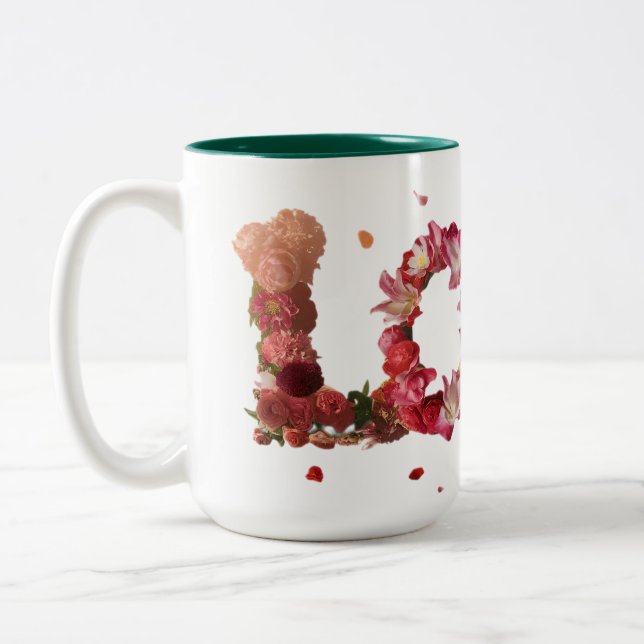 Caneca De Café Em Dois Tons Amor Em Flores (Esquerda)