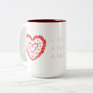 Caneca De Café Em Dois Tons AMOR-ESPANHOL AMA Mangueira Alto Maroon Duas Tons