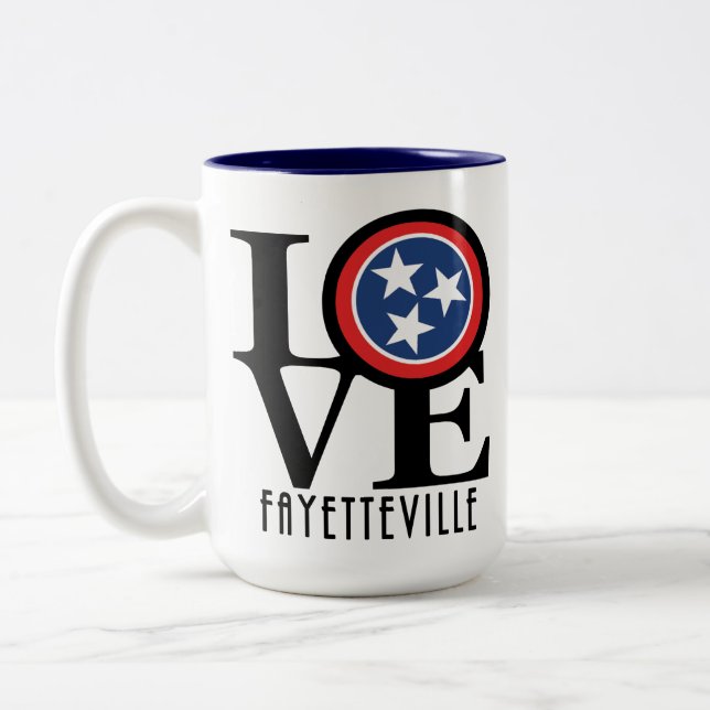 Caneca De Café Em Dois Tons AMOR Fayetteville 15oz (Esquerda)