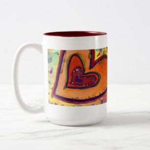Caneca De Café Em Dois Tons Amor Feliz Coração Arte Personalizada Coffee Mug