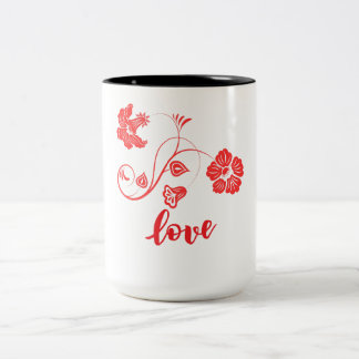 Caneca De Café Em Dois Tons Amor Flor