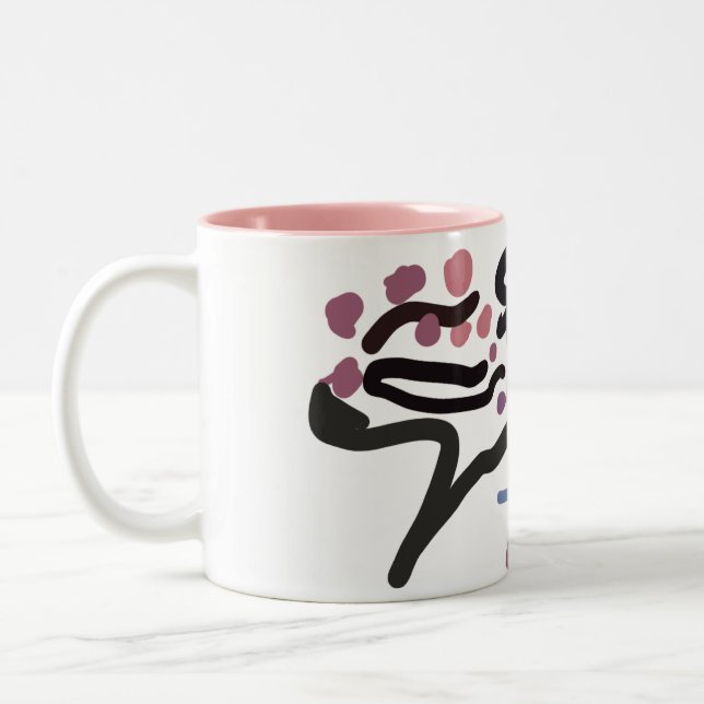 Caneca De Café Em Dois Tons amor flor de cerejeira (Esquerda)