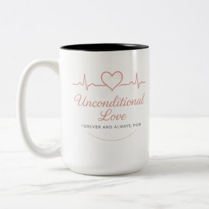 Caneca De Café Em Dois Tons Amor incondicional - Design de batida cardíaca