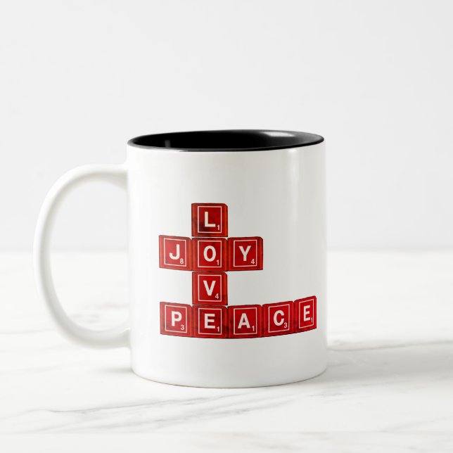 Caneca De Café Em Dois Tons Amor Joy Peace (Esquerda)