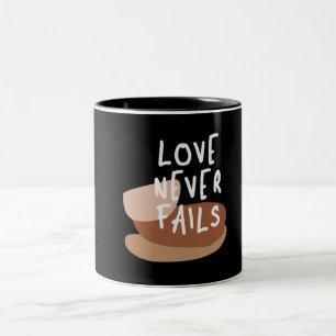 Caneca De Café Em Dois Tons Amor Nunca Falha - Citação Cristã Eterno