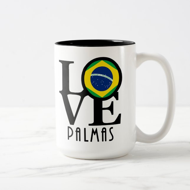 Caneca De Café Em Dois Tons AMOR Palmas 15oz (Direita)