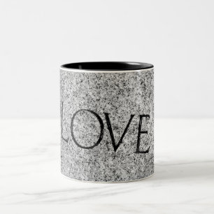 Caneca De Café Em Dois Tons "Amor" Pedra Gravada