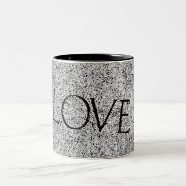 Caneca De Café Em Dois Tons "Amor" Pedra Gravada (Centro)