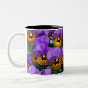 Caneca De Café Em Dois Tons Amor-perfeito Roxo e Dourado