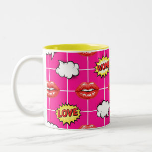 Caneca De Café Em Dois Tons Amor, Pop Art, por Natasha Us  