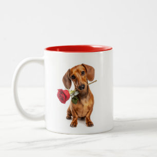 Caneca De Café Em Dois Tons Amor por Dachshund