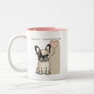Caneca De Café Em Dois Tons Amor puppy - Estilo de buldogue francês