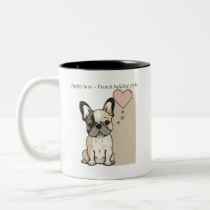 Caneca De Café Em Dois Tons Amor puppy - Estilo de buldogue francês