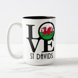 Caneca De Café Em Dois Tons AMOR Rua Davids, Wales 15oz