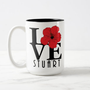 Caneca De Café Em Dois Tons AMOR Stuart Red Hibiscus 15oz