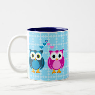 Caneca De Café Em Dois Tons Amor verdadeiro - desenhos animados da coruja