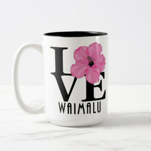Caneca De Café Em Dois Tons AMOR Waimalu Pink Hibiscus 15oz
