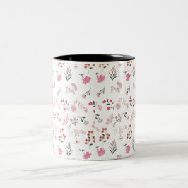 Caneca De Café Em Dois Tons Amortecimento de Delicadas Flores de Mola em Padrã