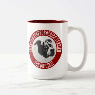 Caneca De Café Em Dois Tons AmStaff BOY 3 conversas circle, taça, Cup/