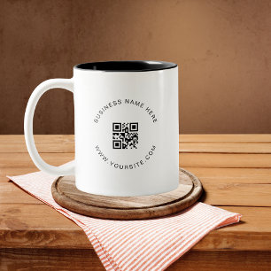Caneca De Café Em Dois Tons Análise de Código QR da Empresa Personalizada de E