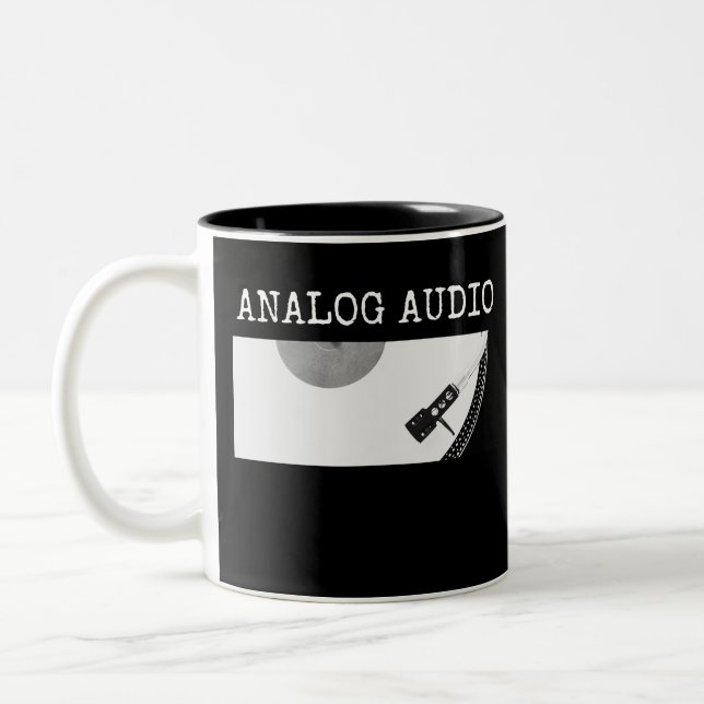 Caneca De Café Em Dois Tons Analog Audio Audiophile Vinyl Records (Esquerda)