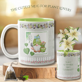 Caneca De Café Em Dois Tons Anão Elegante de Jardim Verde Gentileza Planta Ado