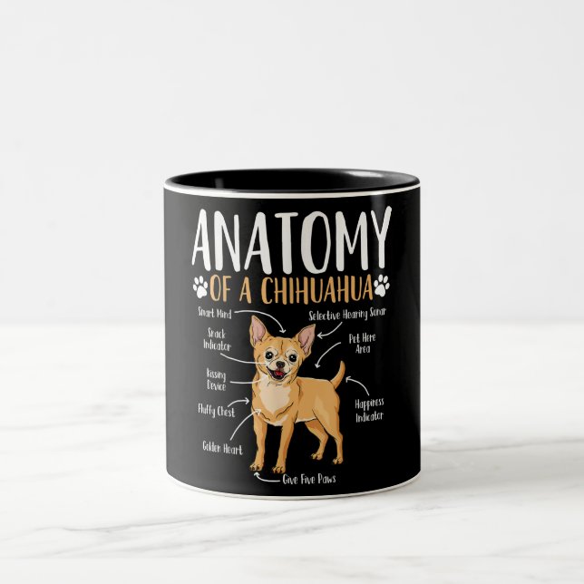 Caneca De Café Em Dois Tons Anatomia dos cães Chihuahua (Centro)