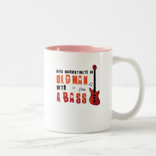 Caneca De Café Em Dois Tons Ancião dos presentes da guitarra baixa do melómano