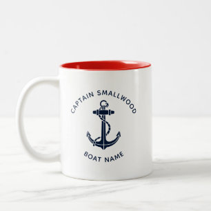 Caneca De Café Em Dois Tons Âncora de Barco Náutico Capitão e Tripulação Swag