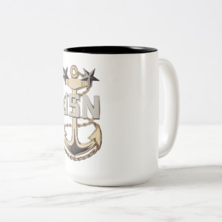 Caneca De Café Em Dois Tons Âncora do Suboficial-Chefe da Marinha dos EUA (MCP