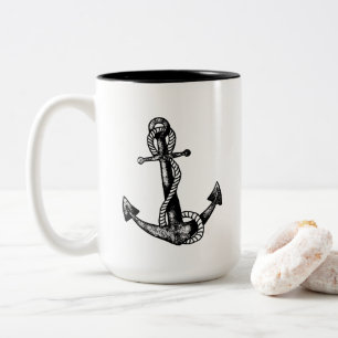 Caneca De Café Em Dois Tons Âncora Náutica
