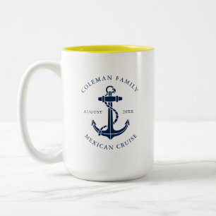 Caneca De Café Em Dois Tons Âncora Náutica de Navio de Cruzeiro de Família Per