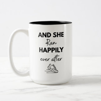 Caneca De Café Em Dois Tons And She Ran Happily Ever After Running Marathon