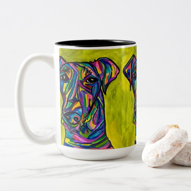 Caneca De Café Em Dois Tons Andaluciano Terrier Love Mug (Com Donut)