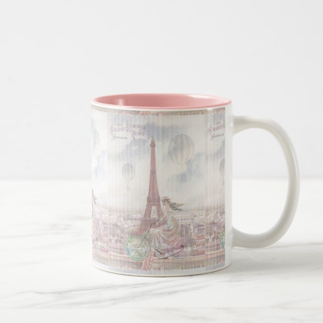 Caneca De Café Em Dois Tons Andando de bicicleta através de Paris (Direita)