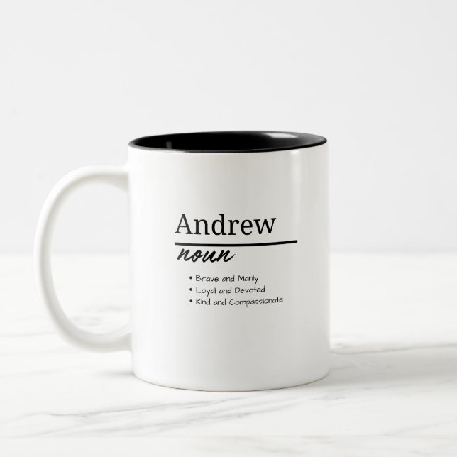 Caneca De Café Em Dois Tons Andrew, Definição de Nome Personalizado de Menino (Esquerda)