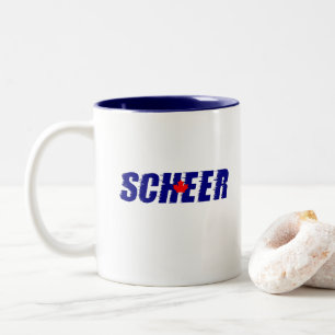 Caneca De Café Em Dois Tons Andrew Scheer Cor Folha de Folha Azul e Branca