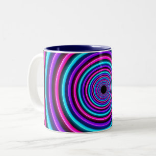 Caneca De Café Em Dois Tons Anéis de Vórtice Neon