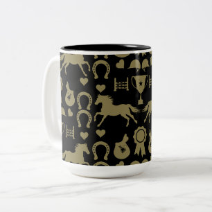 Caneca De Café Em Dois Tons Anel Horseback Dourado
