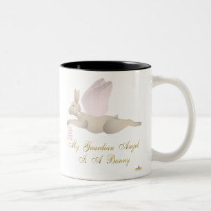 Caneca De Café Em Dois Tons Angel Rabbit Tan Rosa Rosas Rosa Guardian Angel Bu